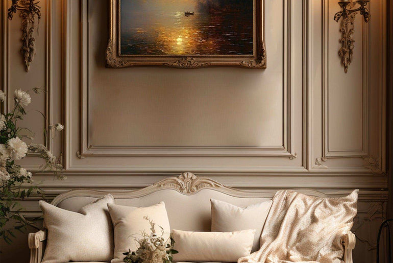 Harbor Sunset Landscape| Vintage Wall Art Decor|Decorative painting| Wall Art Canvas Print |Living Room, Dining Room|PRINTABLE Art |Digital Download