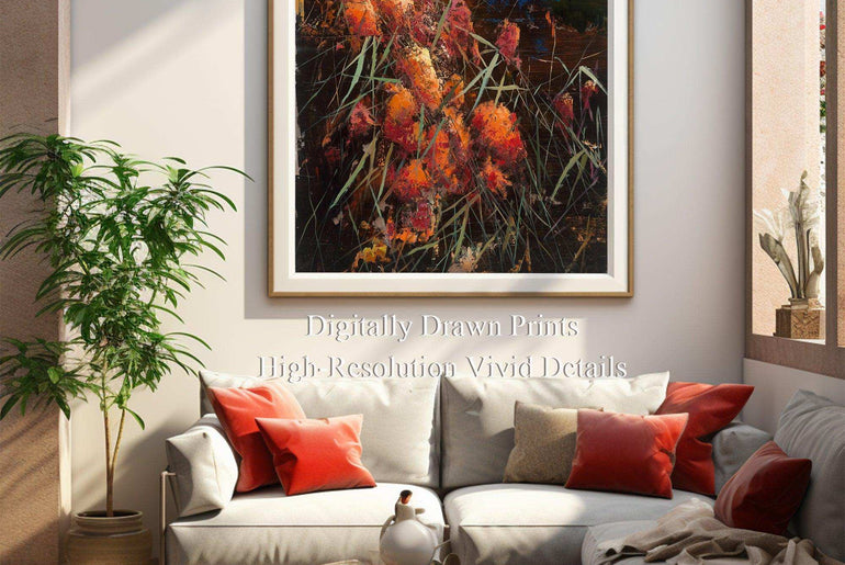 Abstract Art Styles Botanical,Giclée Prints,Framed Canvas Printable #113