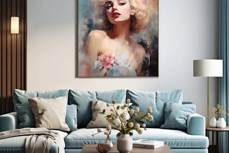 Impressionist Monroe，Hand Painted Colorful Decorative Canvas Artwork，Moody Wall Decor，Cotton Gloss Canvas Living Room Decor，High-Quality Waterproof Decorative Canvas Art