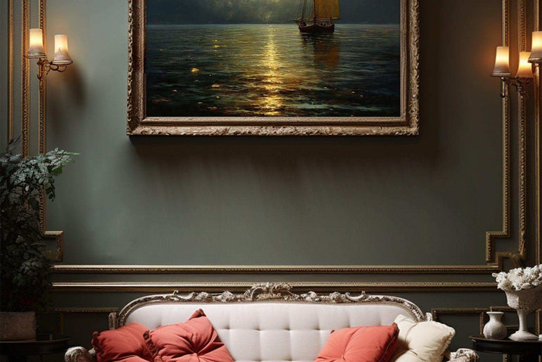 Harbor Sunset Landscape| Vintage Wall Art Decor|Decorative painting| Wall Art Canvas Print |Living Room, Dining Room|PRINTABLE Art |Digital Download