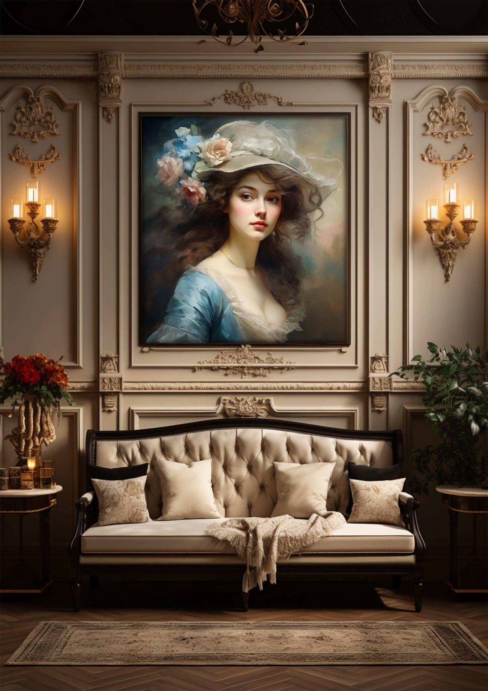 Classical Woman Portrait | Vintage Wall Art | Look Ahead With Deep Emotion |Art Style Thomas Gainsborough |Moody Wall Decor |PRINTABLE Art |Digital Download