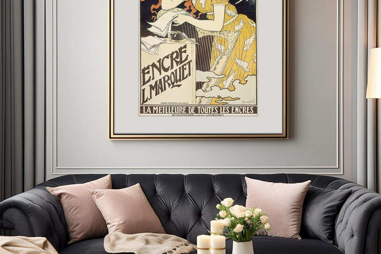 Artistic Lady Portrait - Giclée Art Deco Framed Print for Bar & Kitchen,Vintage Poster #25