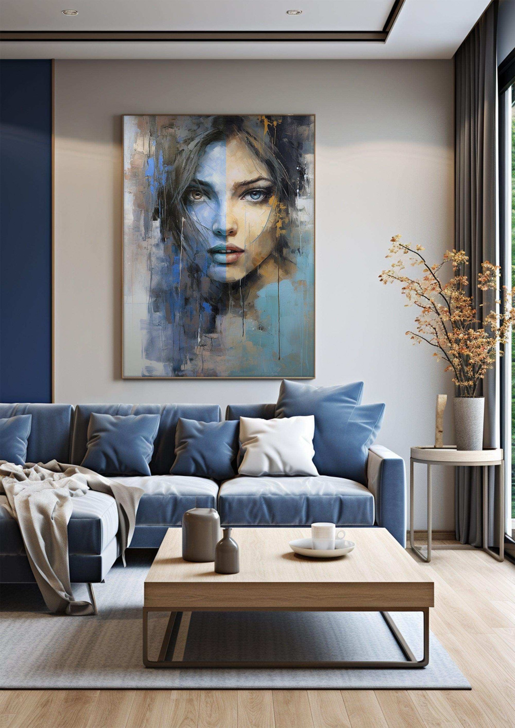 Contemporary Reflections: Elegant 'Portrait of a Lady' in Modern Canvas Artwork - Framed Canvas Prints for Sophisticated Interiors