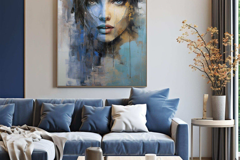 Contemporary Reflections: Elegant 'Portrait of a Lady' in Modern Canvas Artwork - Framed Canvas Prints for Sophisticated Interiors