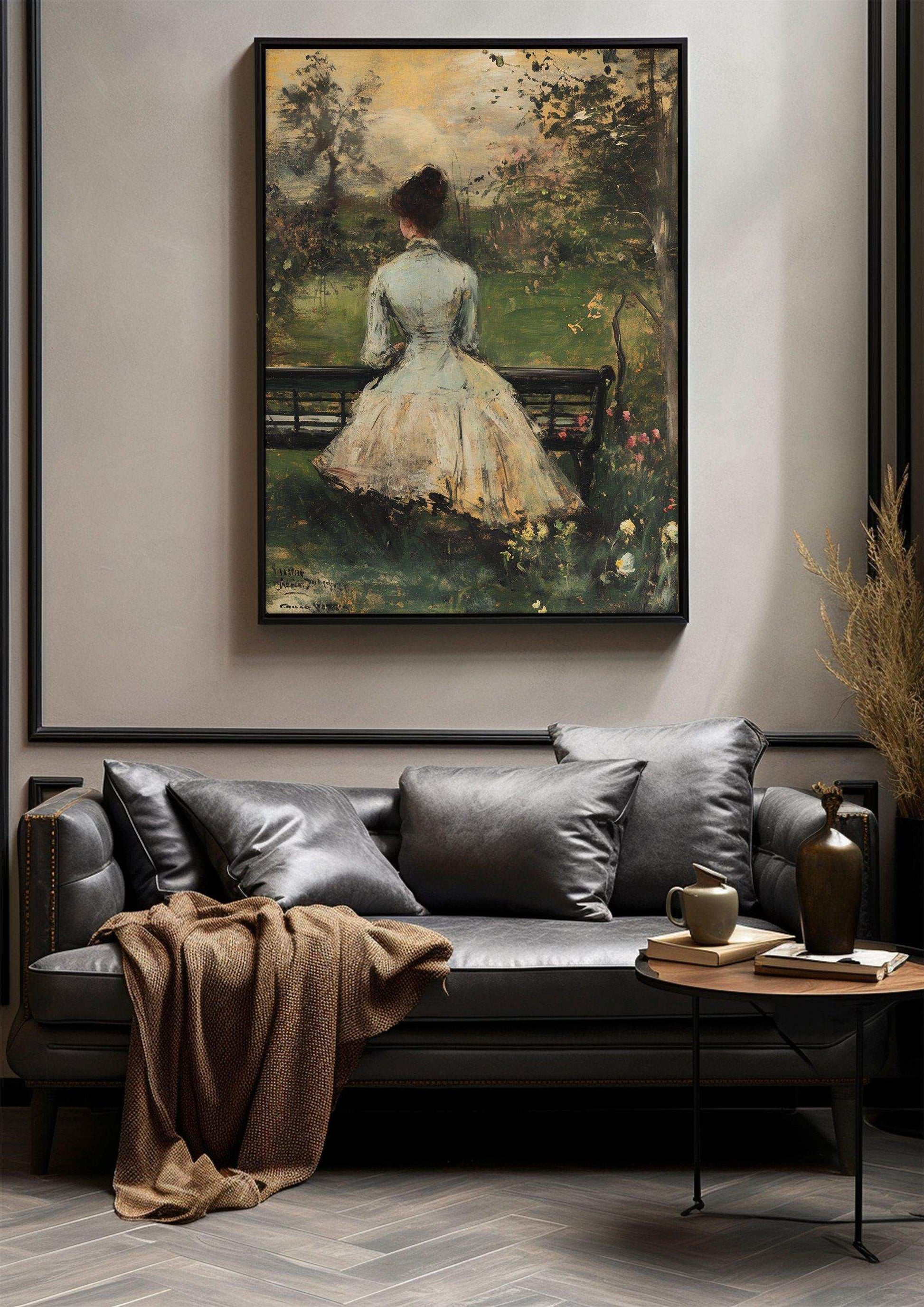 Vintage Wall Art print，Framed Canvas Print，Moody Wall Decor， Hand Painted Colorful Decorative Canvas Artwork，High-Quality Waterproof Decorative Canvas Art， Hotel Aisle Living Room Home Decor Art