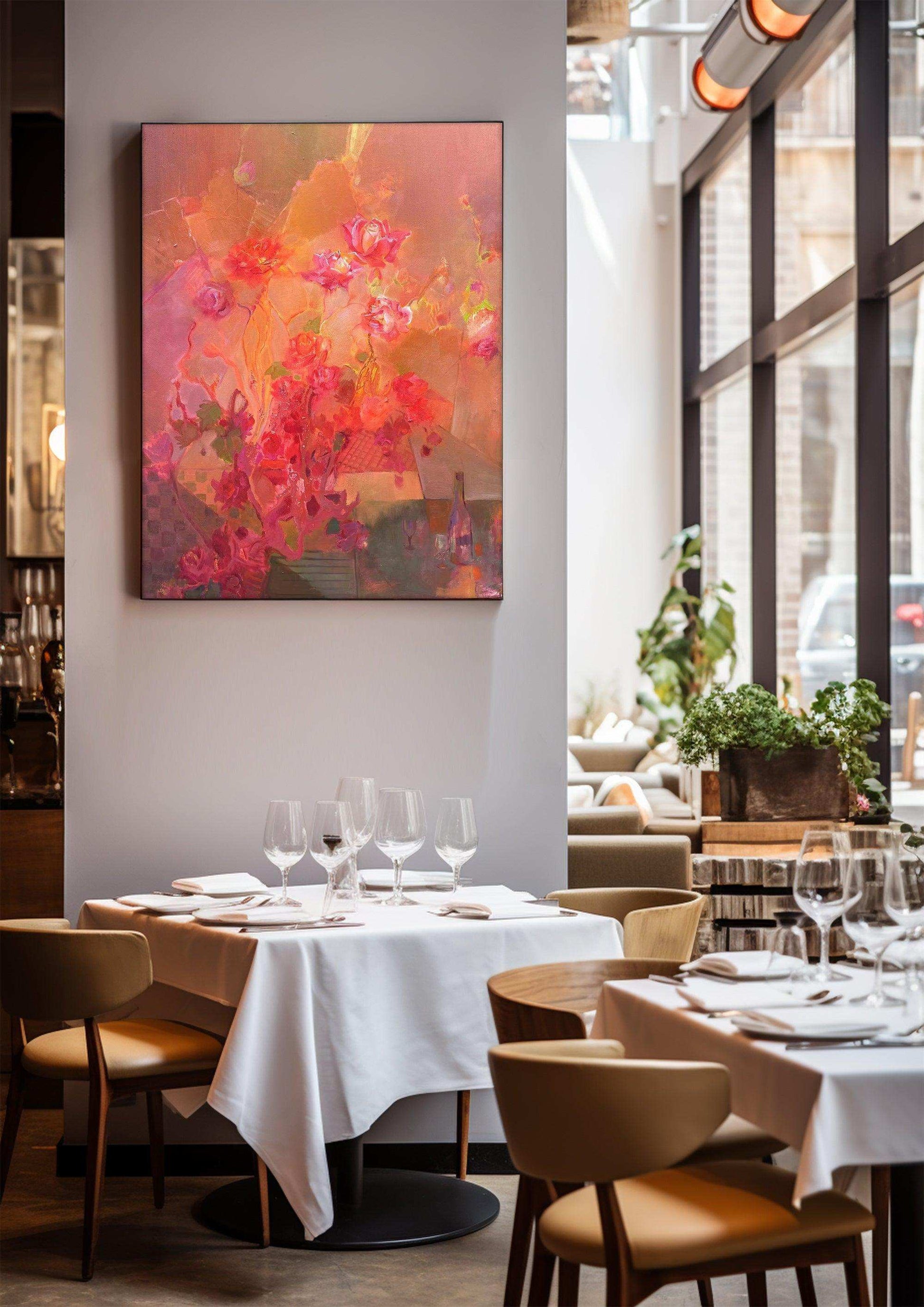 a dining room with a table and chairs 