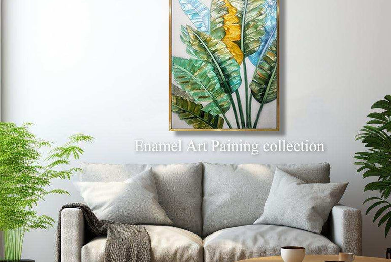 Enamel Art Deco Painting, Handmade, Wall Art, Modern Style, Decorative Painting , Strelitzia botany Enamel Painting, Painted, Dining Room, Living Room, Entrance Door