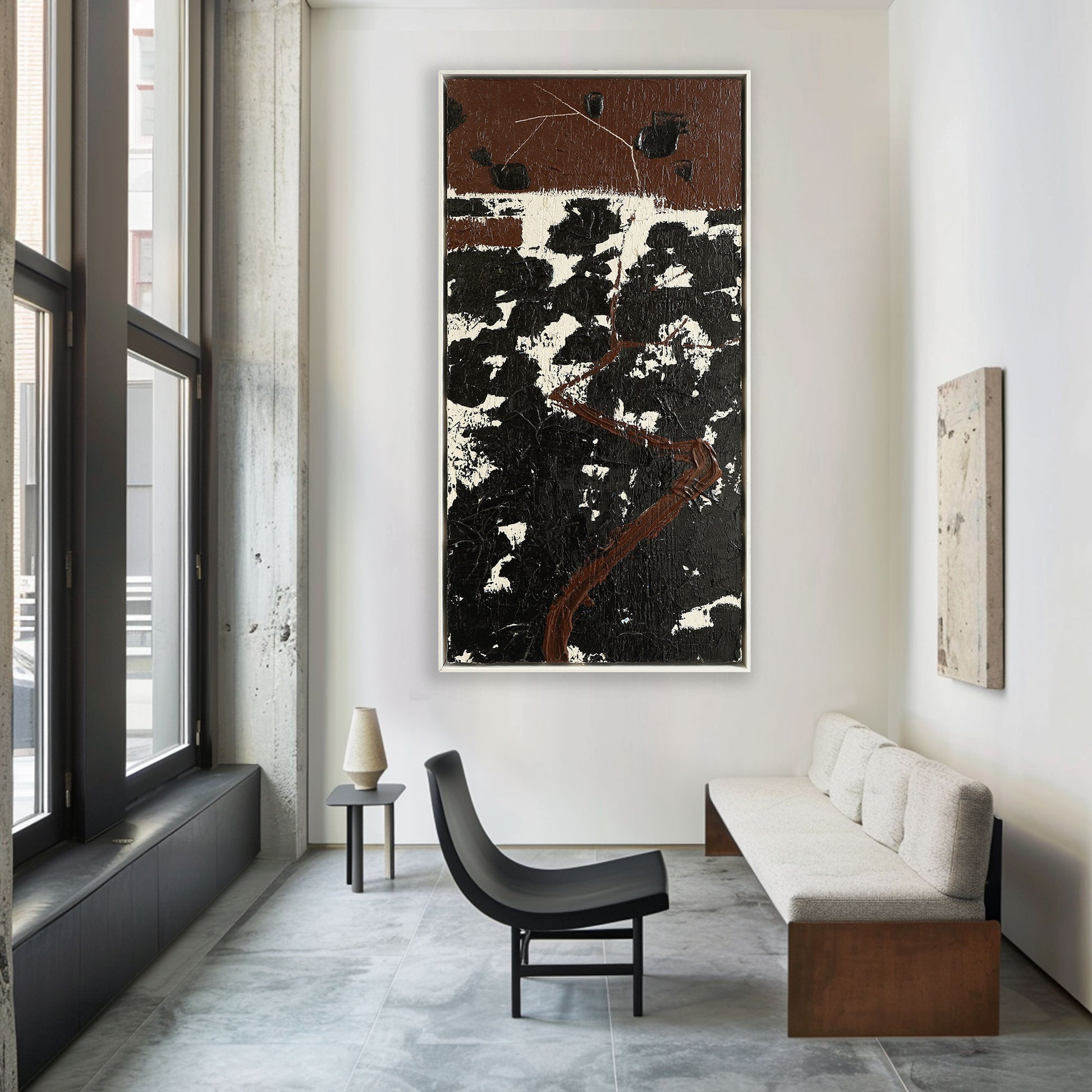 The Silence Between–Minimalism Art| Black White and Brown Abstract Art| Office Art