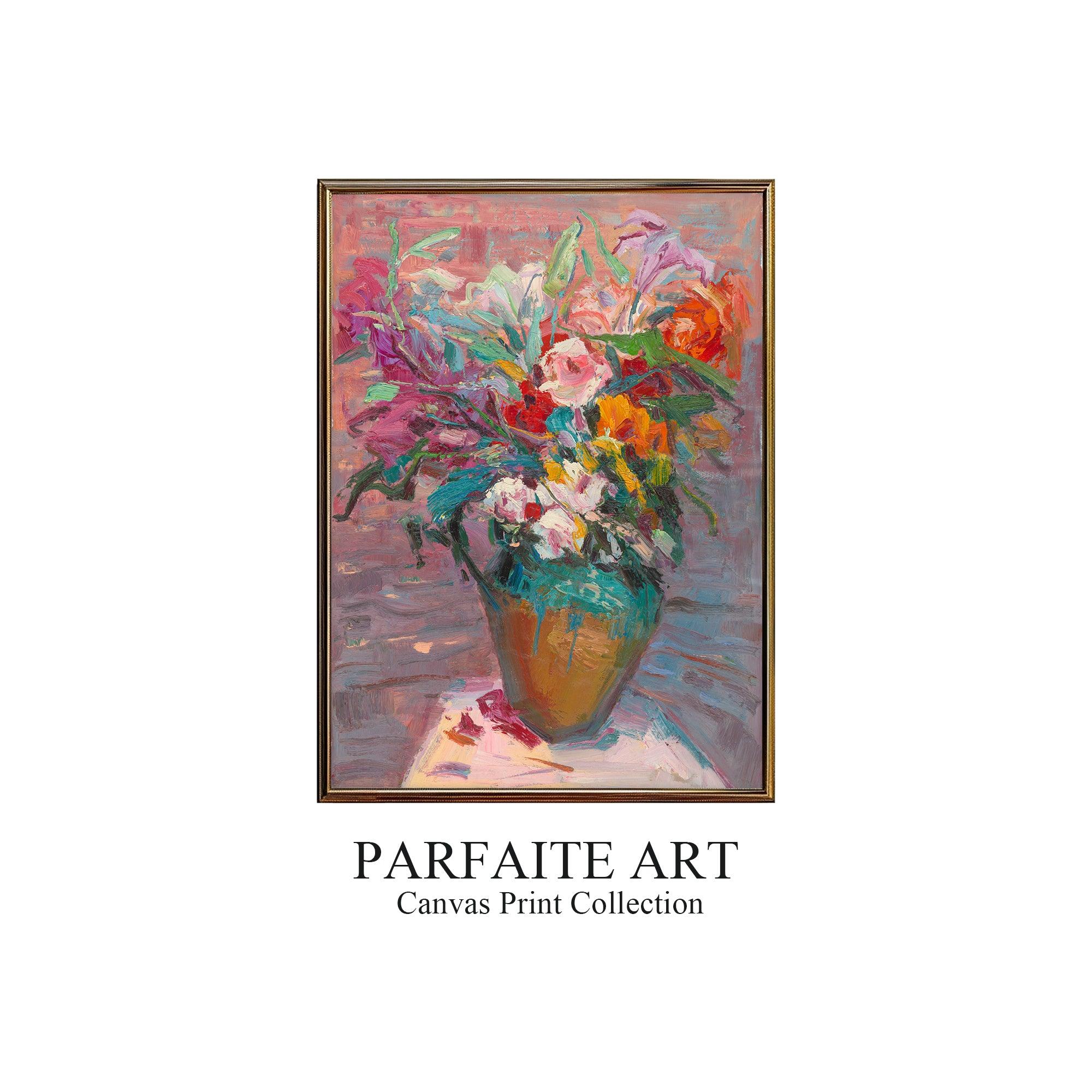 Decorative Wall Art Prints,Impressionist Art Style Floral Plants,Framed Canvas Print #116