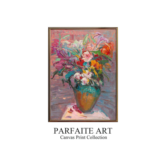 Decorative Wall Art Prints,Impressionist Art Style Floral Plants,Framed Canvas Print #116