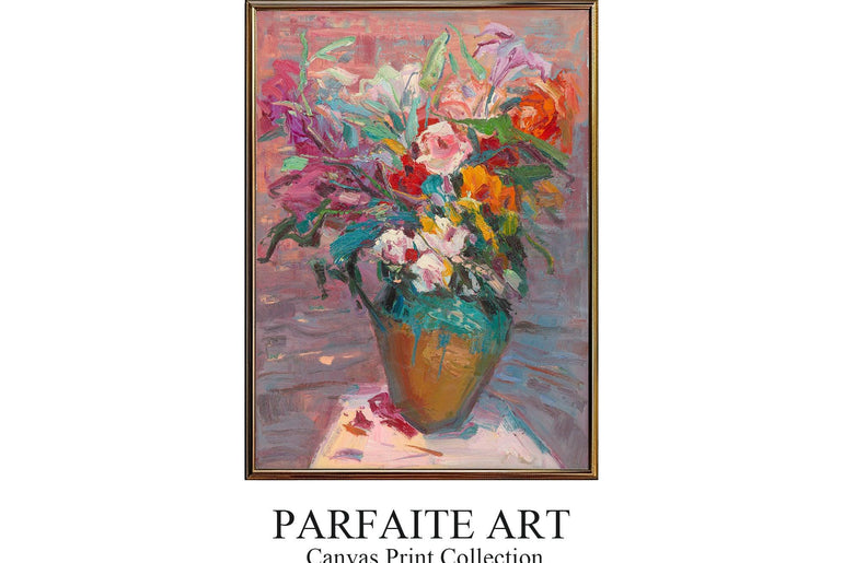 Decorative Wall Art Prints,Impressionist Art Style Floral Plants,Framed Canvas Print #116