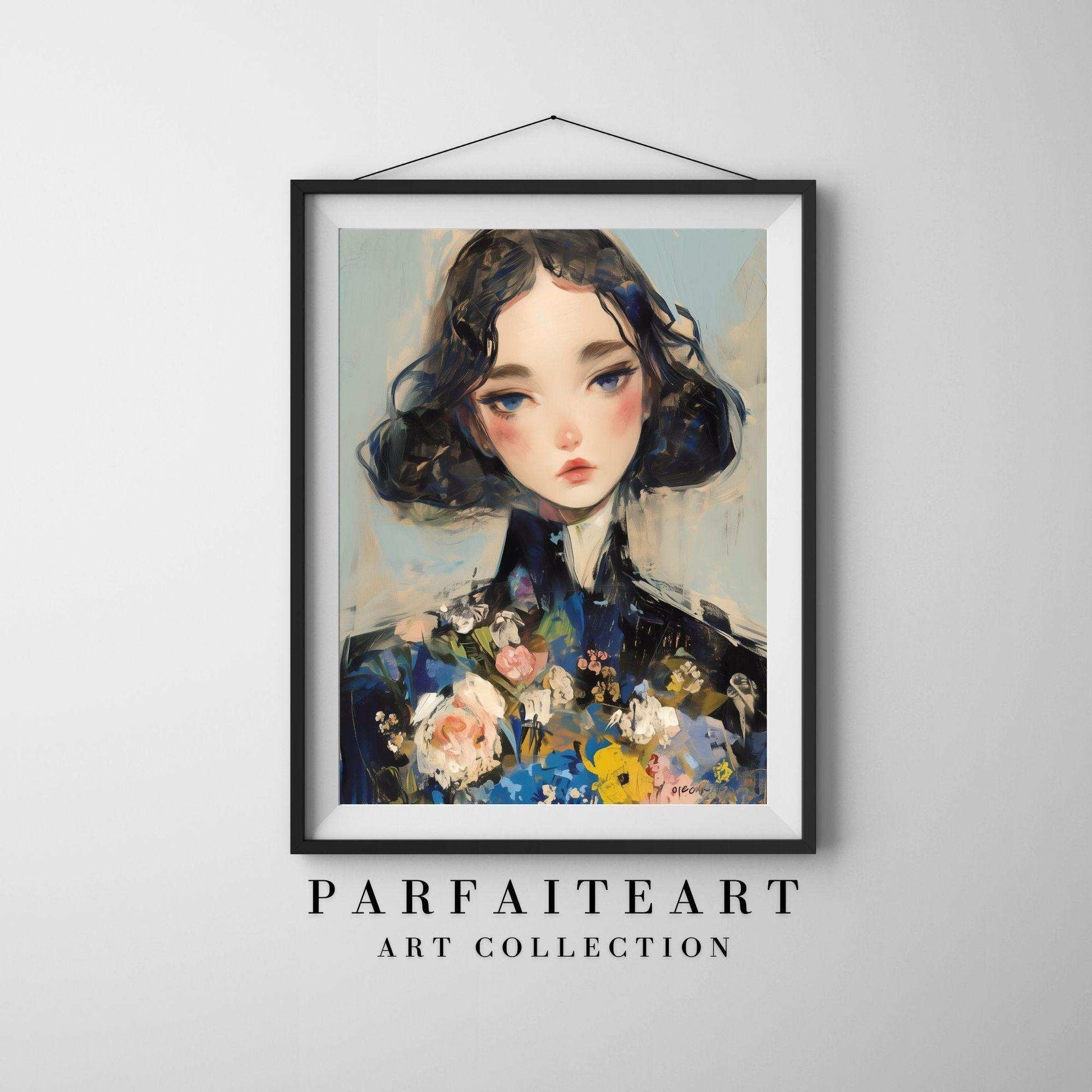 Illustration Lady Portrait,Wall Art Prints,Digital Download Files P19