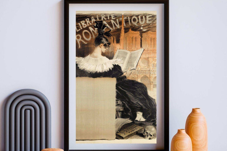 Elegant Lady Reading Book - Vintage Poster Painting Giclée Print #31