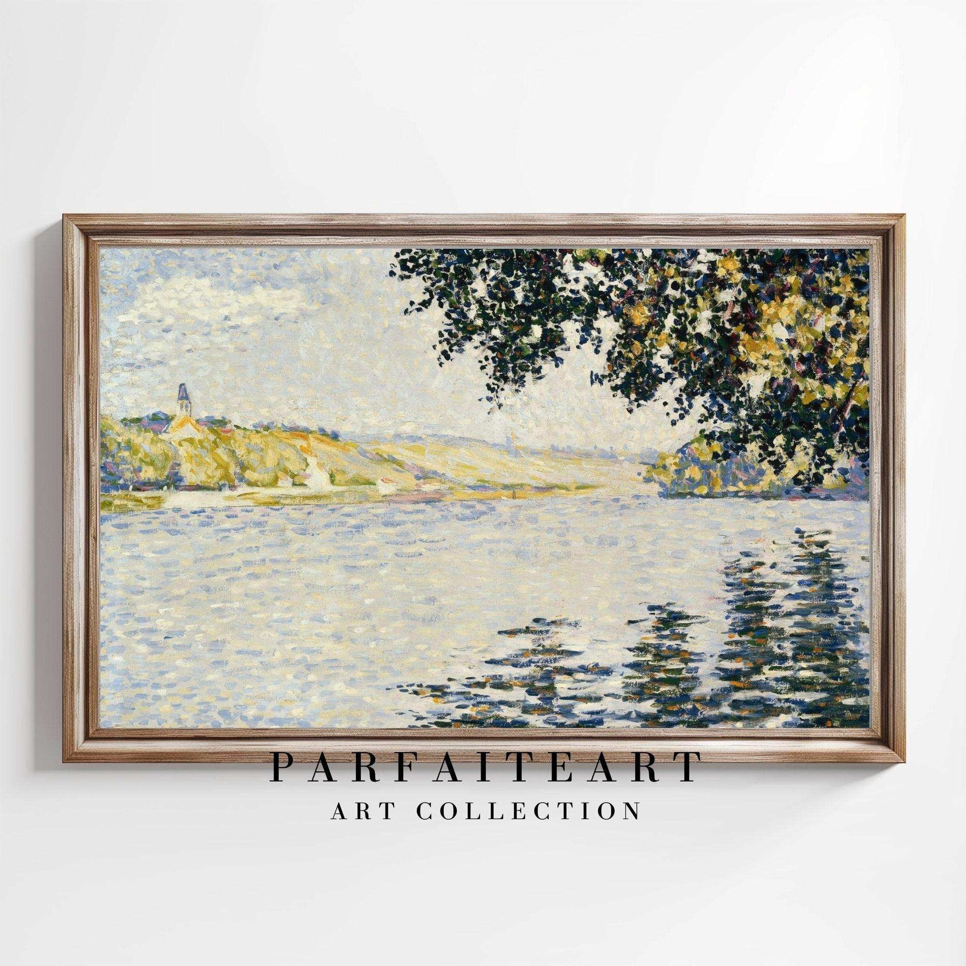 Impressionist Riverside Landscape Canvas Print - Art Deco & Vintage Printable Artwork #80