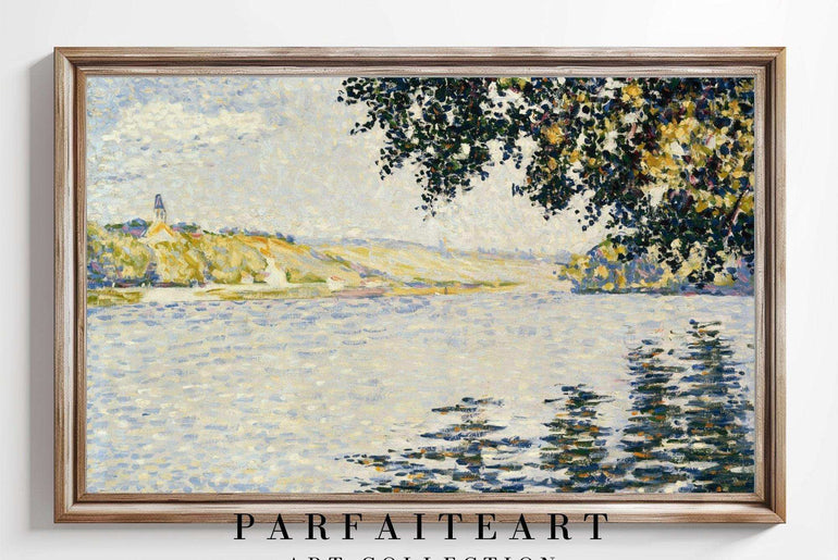 Impressionist Riverside Landscape Canvas Print - Art Deco & Vintage Printable Artwork #80