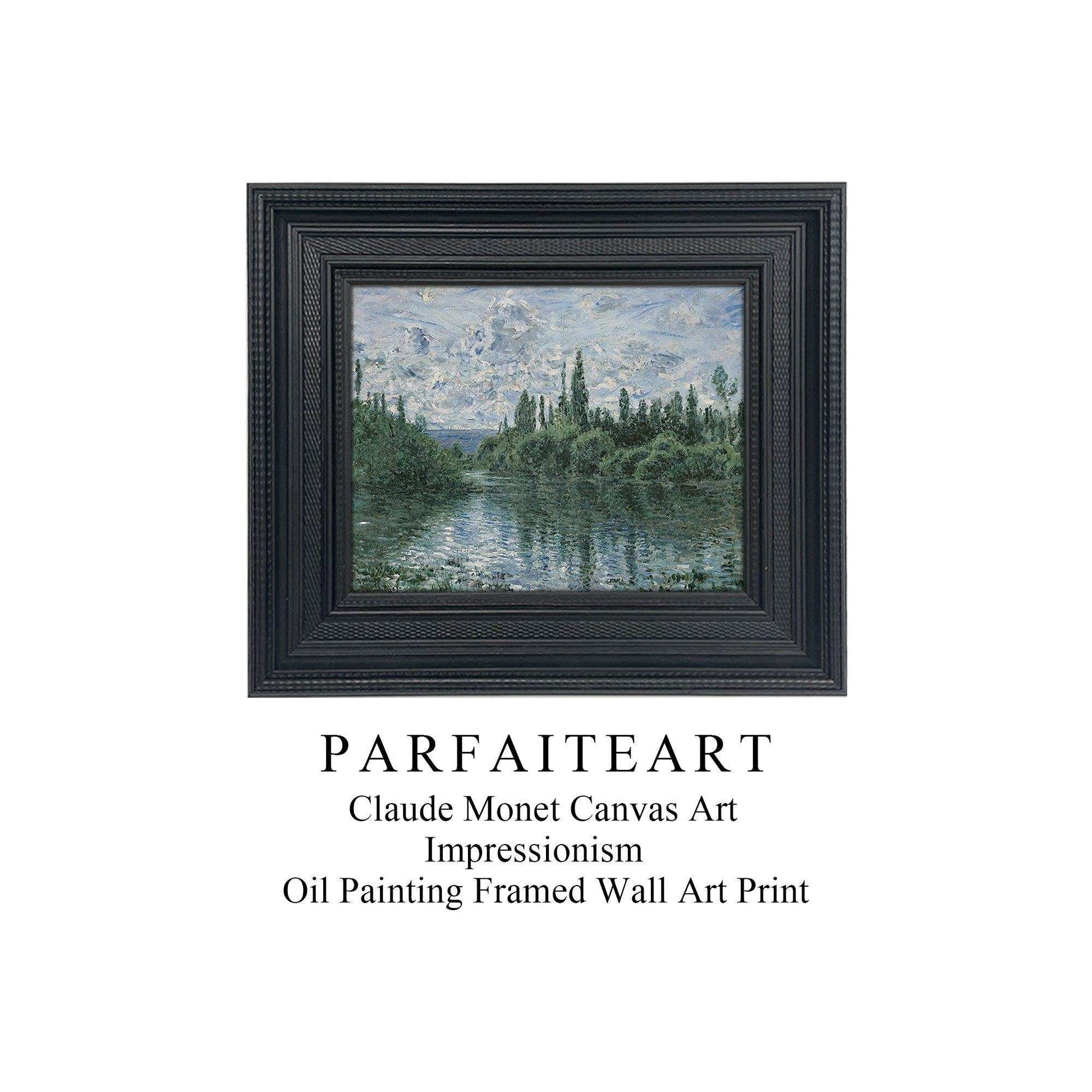 Famous Painting Print，Claude Monet，Moody Wall Decor，Black Vintage Frame,Solid Wood,High-Quality Waterproof Decorative Canvas Art， Hotel Aisle Living Room Home Decor Art 18x15 inches 2 Black