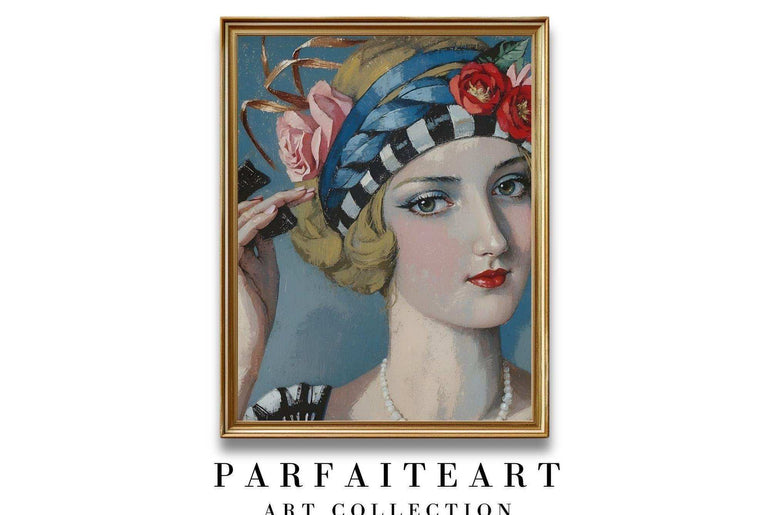 Art Deco Wall Art Prints , Beautiful Lady Portrait ,Giclée Printing Techniques #102