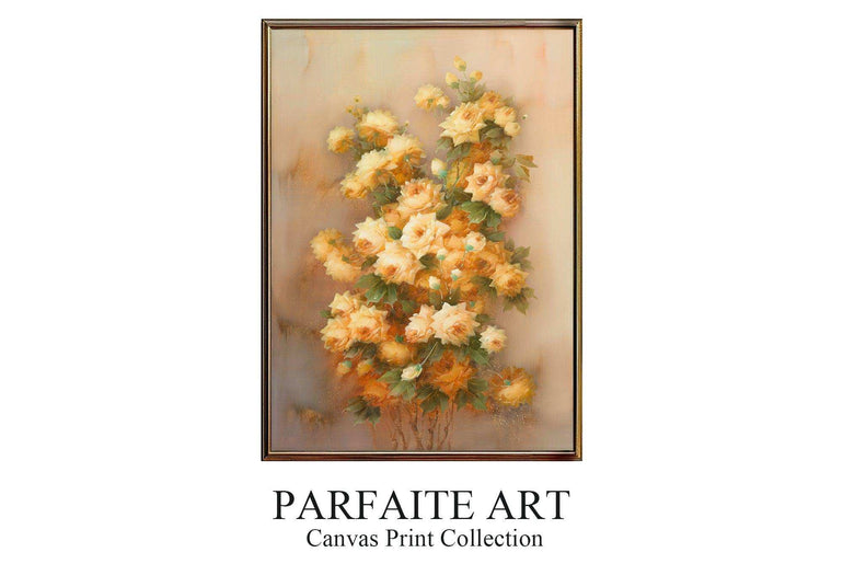 Realist Art Paintings of Yellow Roses,Framed Canvas Print #117