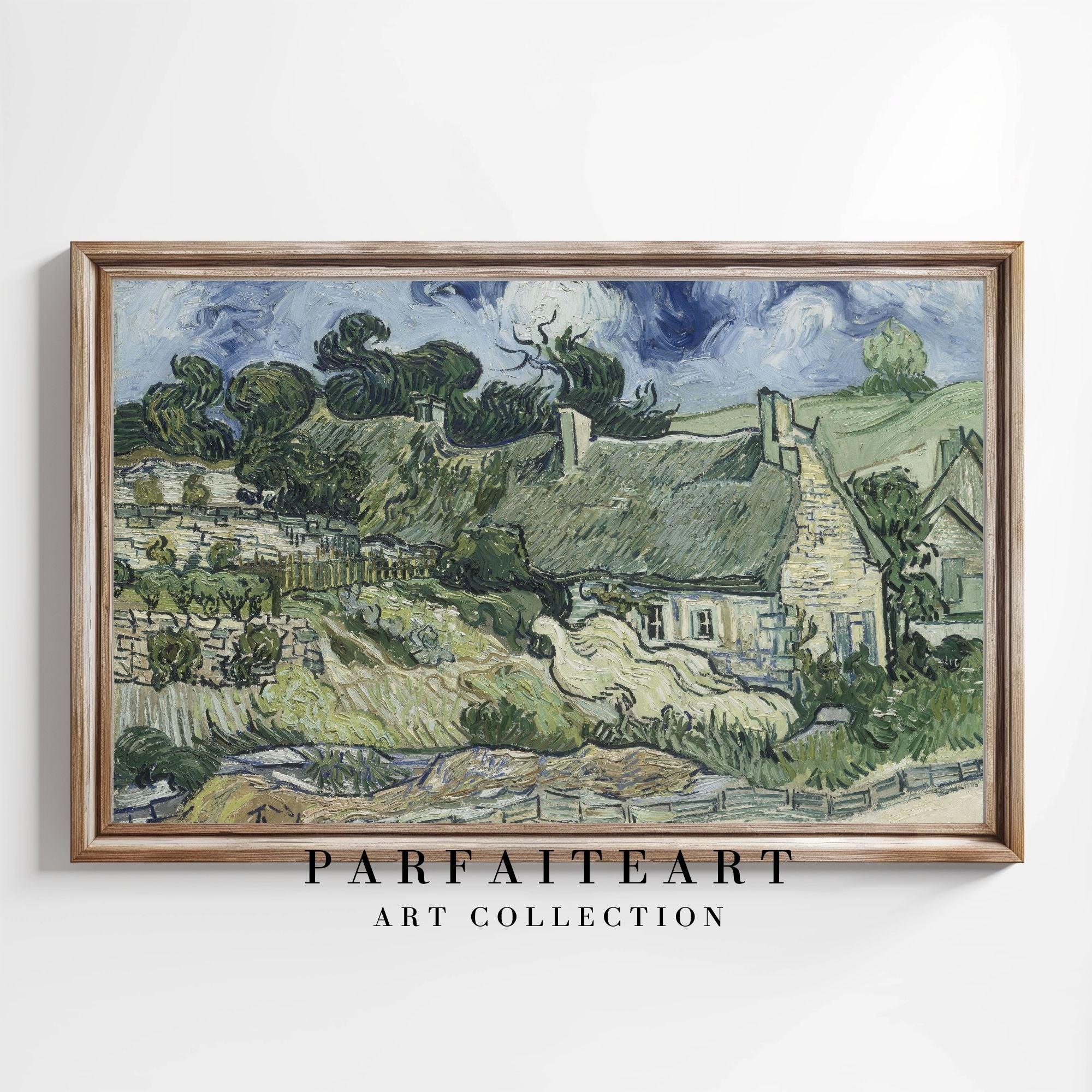Van Gogh Farmhouse Landscape: Giclée Canvas Prints in Vintage Art Deco Style #75