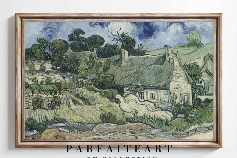 Van Gogh Farmhouse Landscape: Giclée Canvas Prints in Vintage Art Deco Style #75