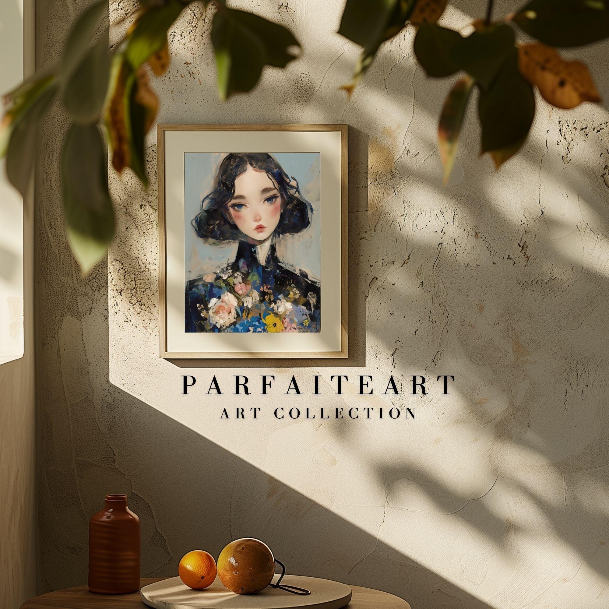 Illustration Lady Portrait,Wall Art Prints,Digital Download Files P19