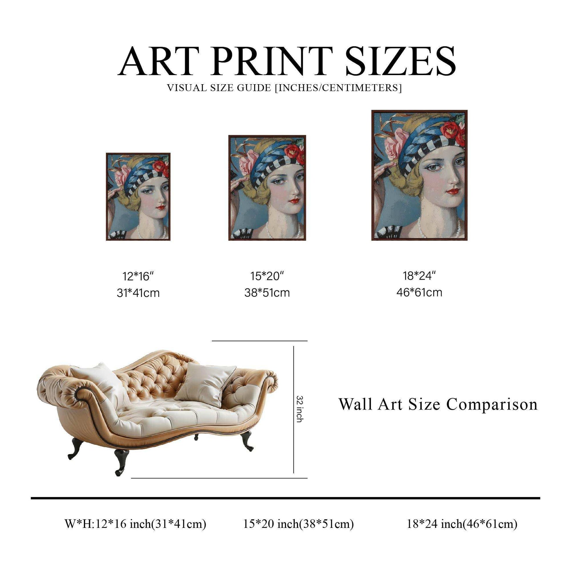 Art Deco Wall Art Prints , Beautiful Lady Portrait ,Giclée Printing Techniques #102