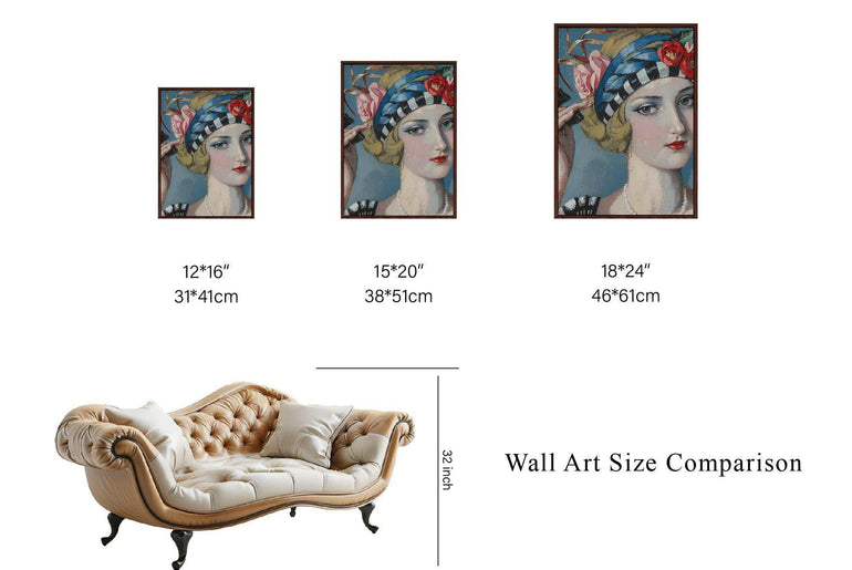 Art Deco Wall Art Prints , Beautiful Lady Portrait ,Giclée Printing Techniques #102