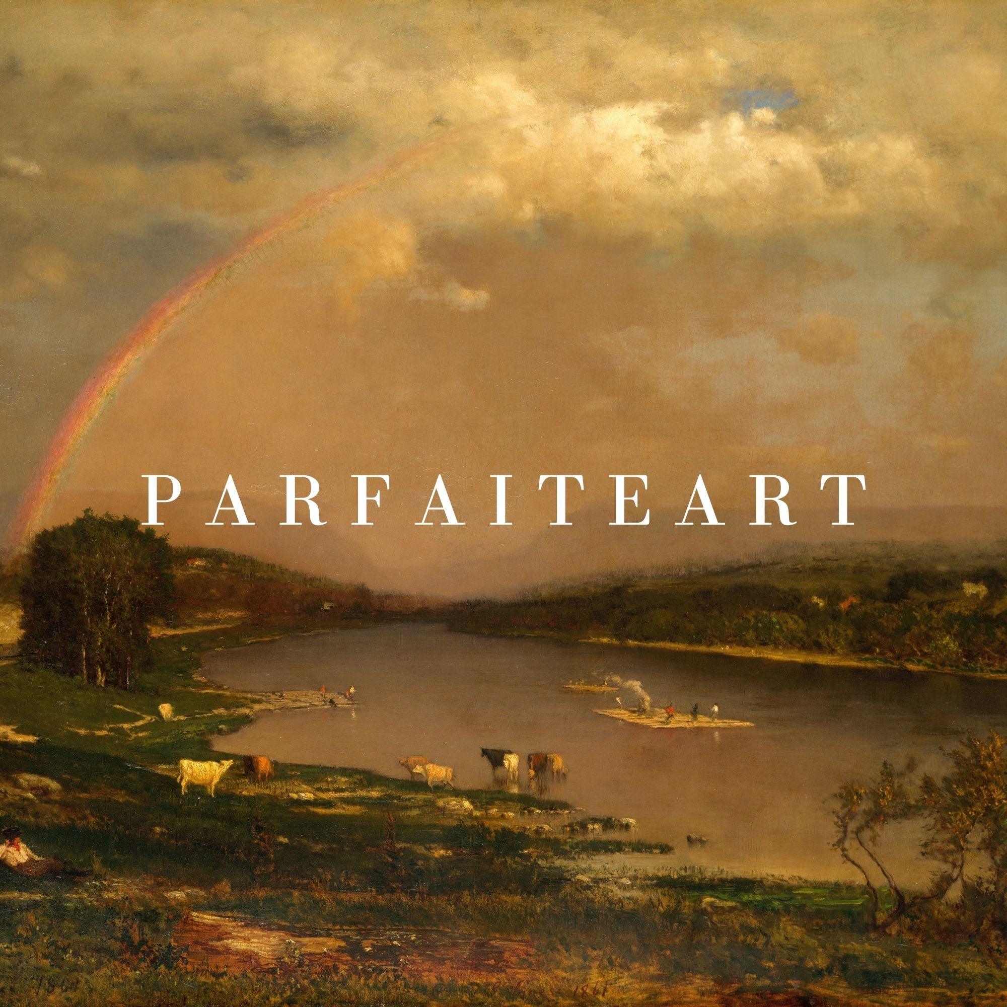 Sunset rainbow Vintage Art,Giclée print Landscape oil Paintings,Classic Artwork Canvas with stunning Landscape #64