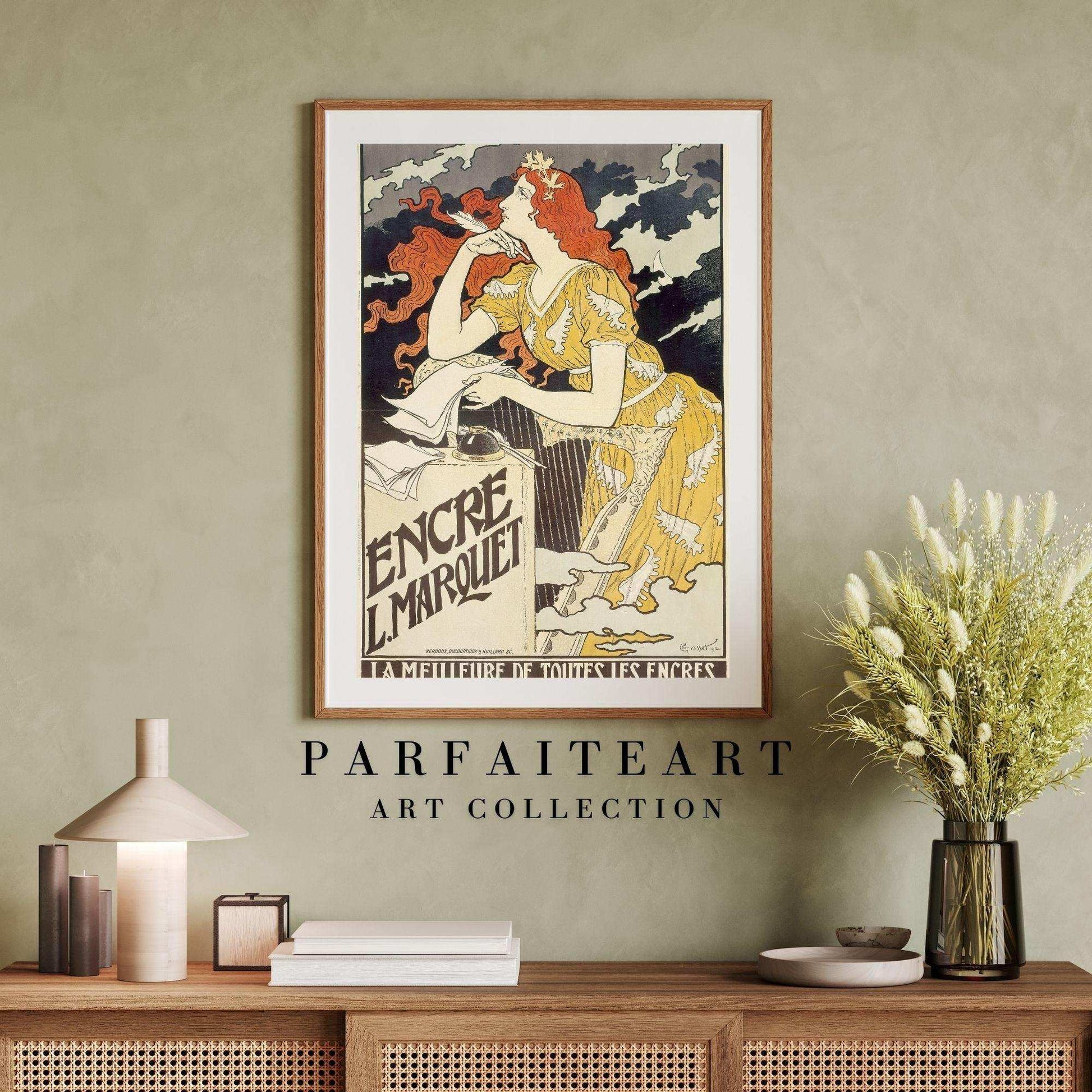 Artistic Lady Portrait - Giclée Art Deco Framed Print for Bar & Kitchen,Vintage Poster #25