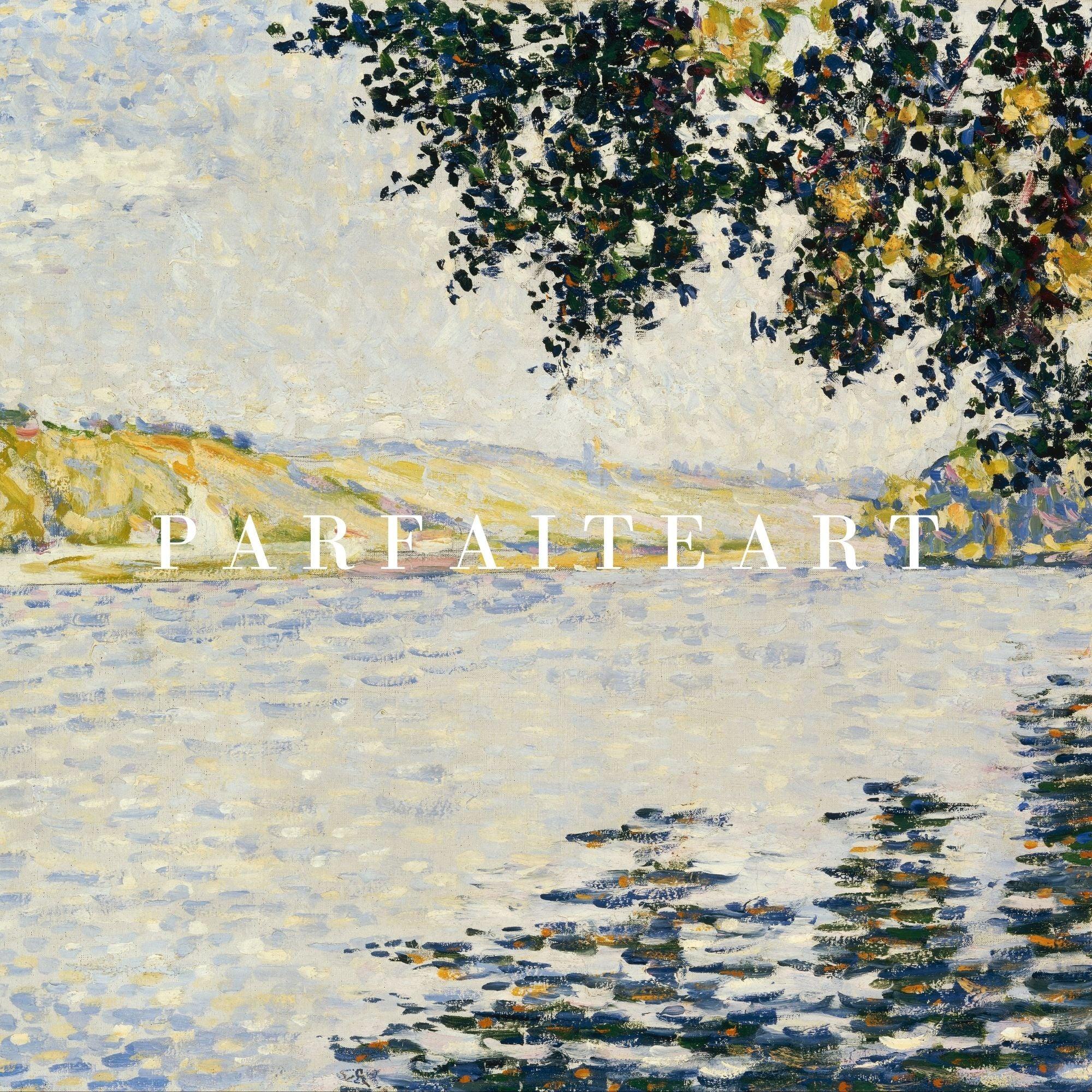 Impressionist Riverside Landscape Canvas Print - Art Deco & Vintage Printable Artwork #80