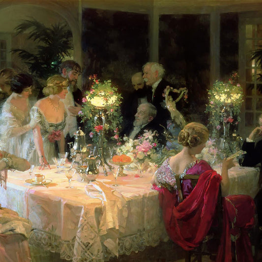 The End of Dinner  -   Jules-Alexandre Grun Handmade Painted