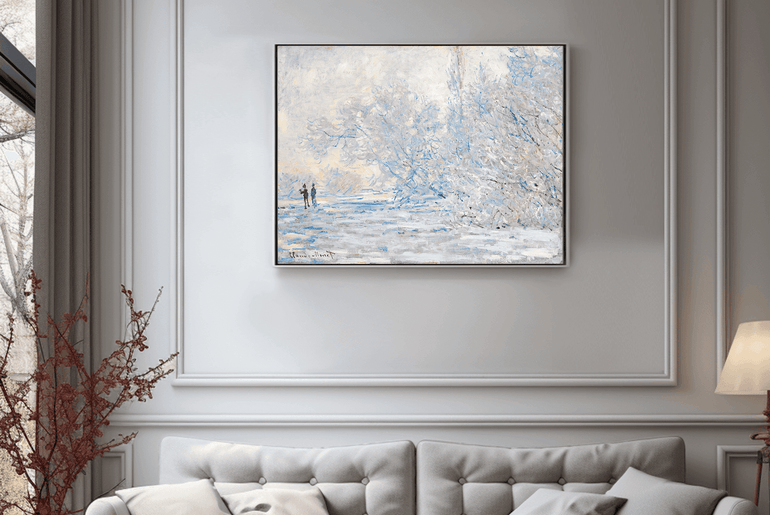 Frost in Giverny, 1885 by Claude Monet | Frost in Giverny, 1885 by Claude Monet | Winter Landscape Art | Framed Giclee Print | Framed Giclee Print