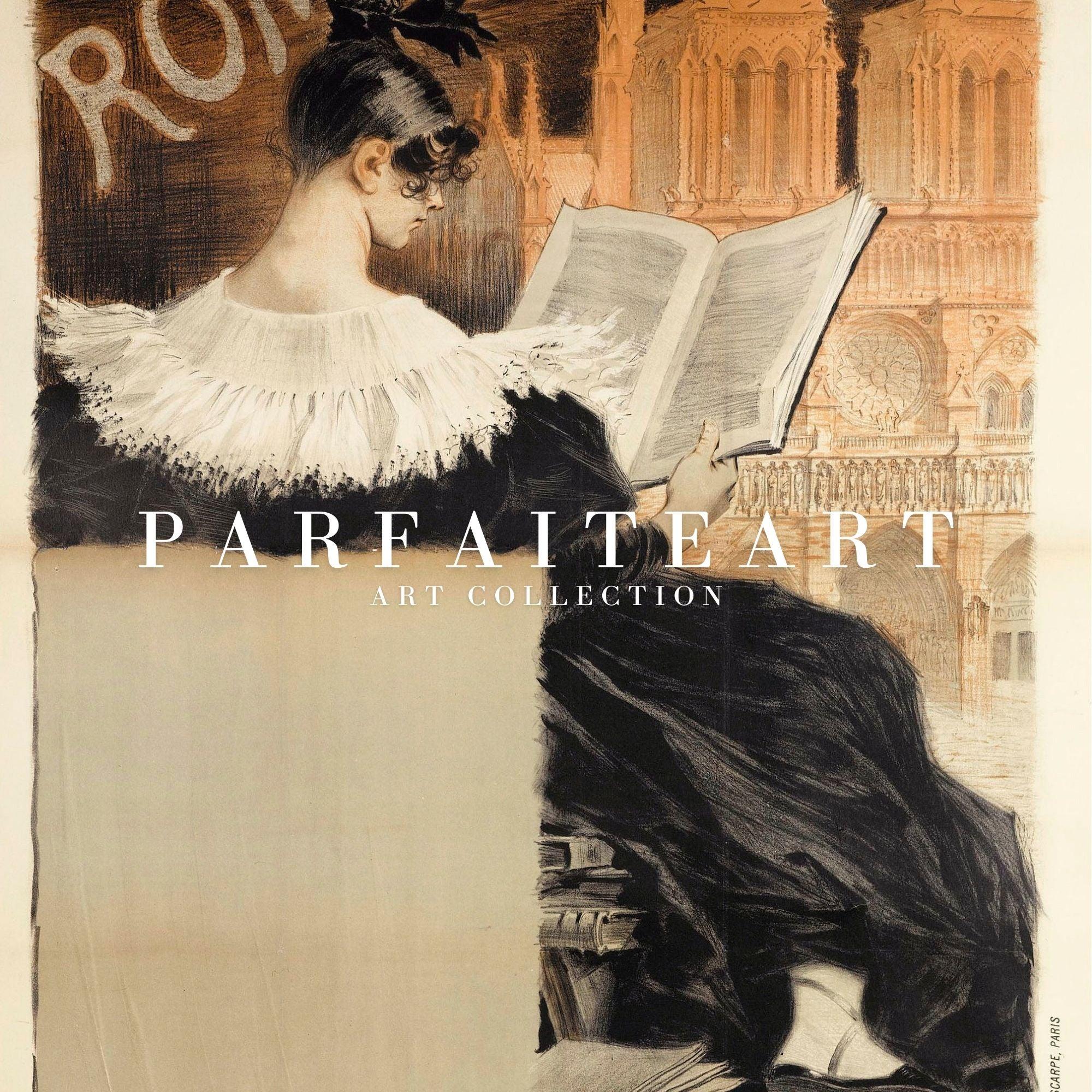 Elegant Lady Reading Book - Vintage Poster Painting Giclée Print #31