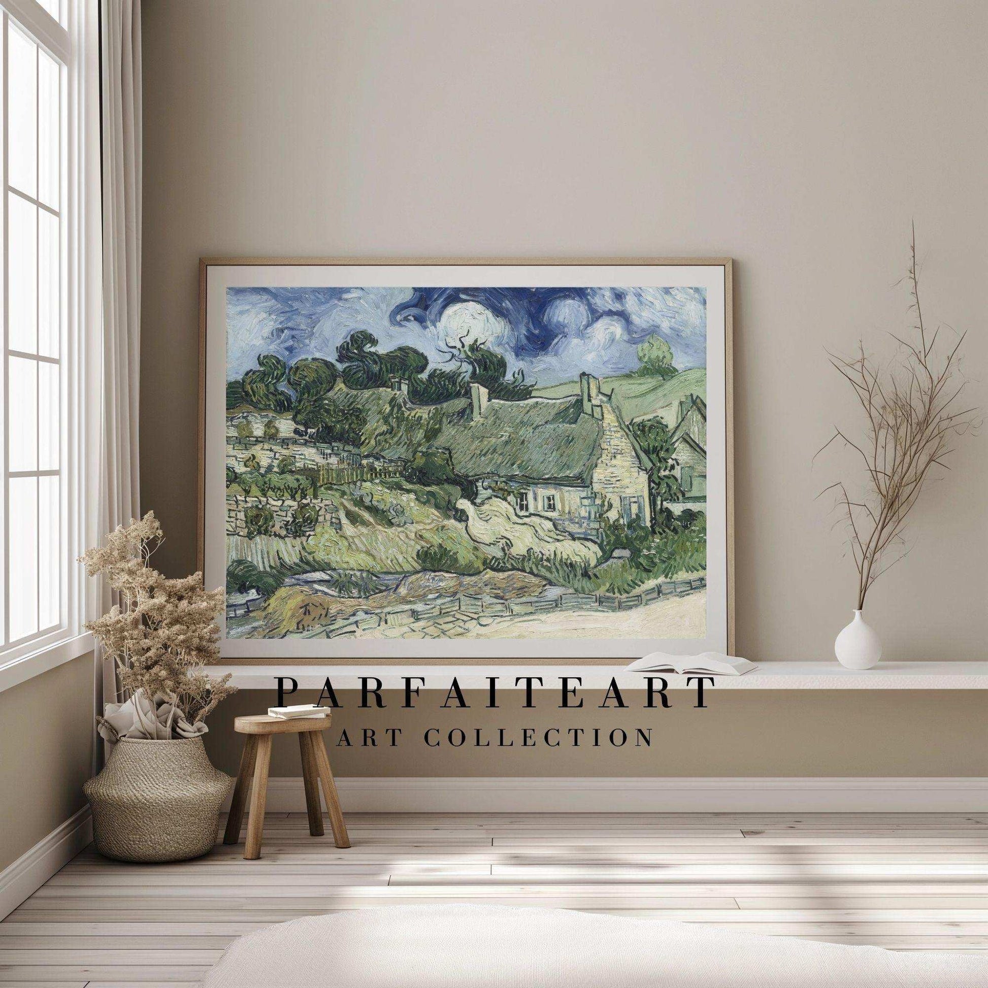 Van Gogh Farmhouse Landscape: Giclée Canvas Prints in Vintage Art Deco Style #75