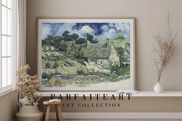 Van Gogh Farmhouse Landscape: Giclée Canvas Prints in Vintage Art Deco Style #75