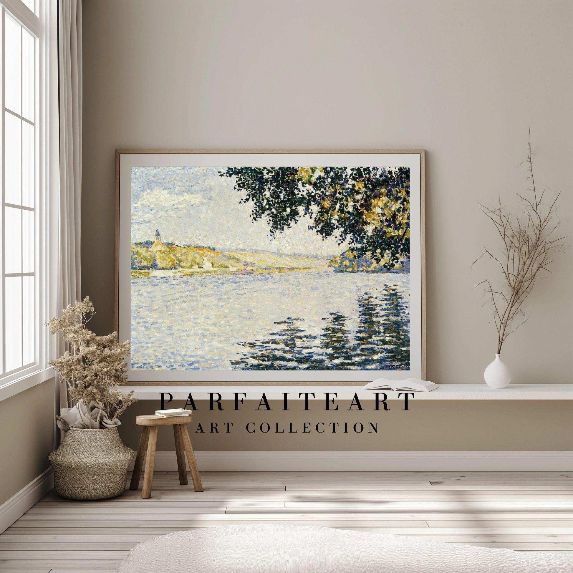 Impressionist Riverside Landscape Canvas Print - Art Deco & Vintage Printable Artwork #80