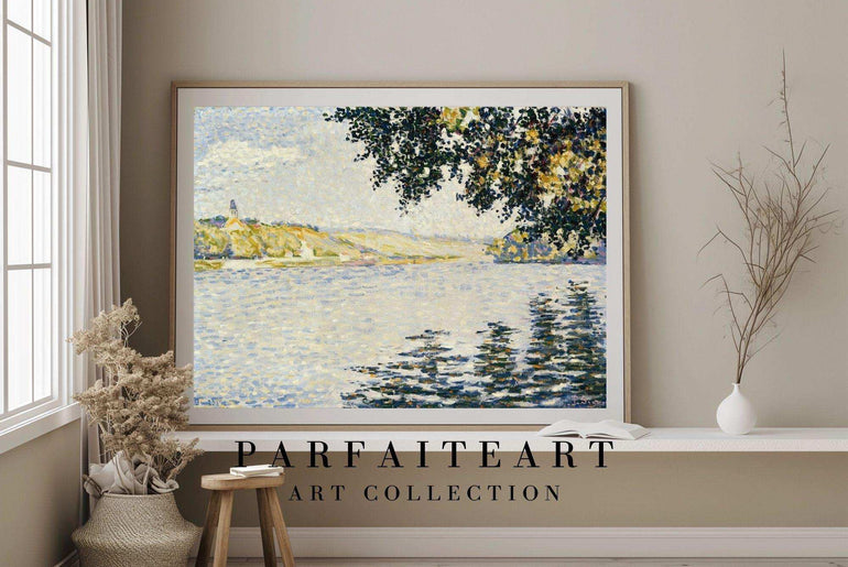 Impressionist Riverside Landscape Canvas Print - Art Deco & Vintage Printable Artwork #80