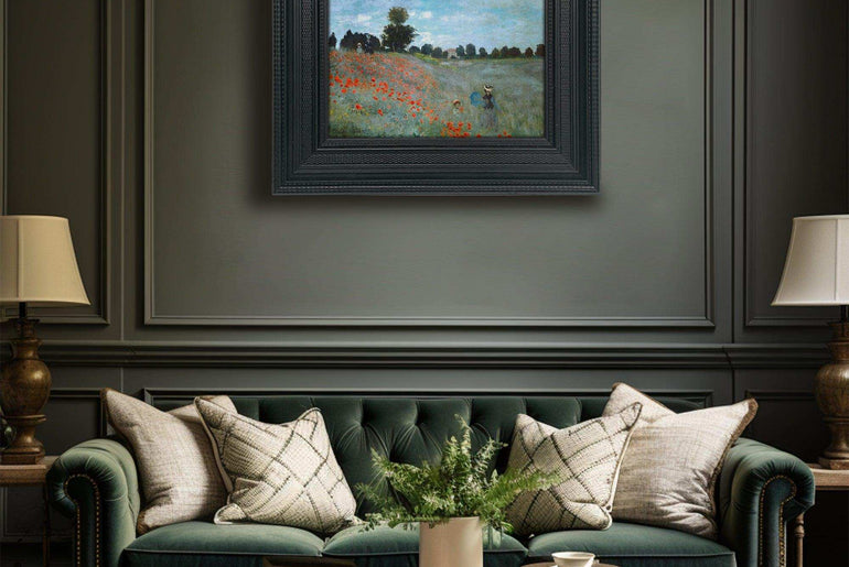 Famous Painting Print，Claude Monet，Moody Wall Decor，Black Vintage Frame,Solid Wood,High-Quality Waterproof Decorative Canvas Art， Hotel Aisle Living Room Home Decor Art