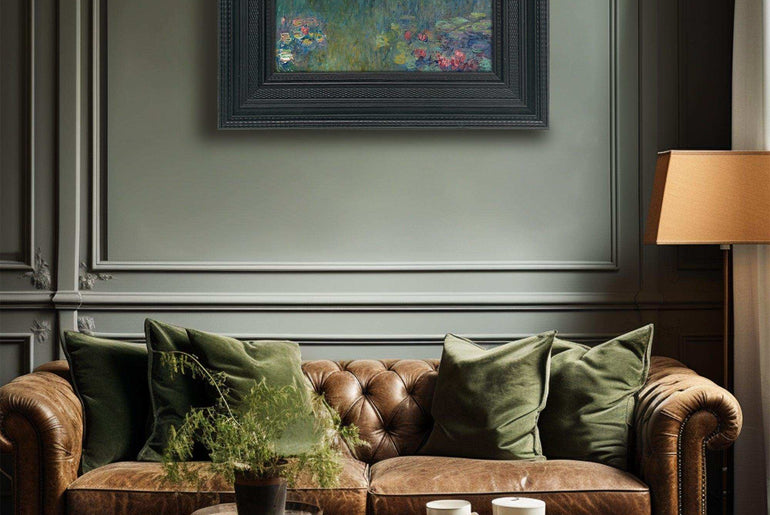 Famous Painting Print，Claude Monet，Moody Wall Decor，Black Vintage Frame,Solid Wood,High-Quality Waterproof Decorative Canvas Art， Hotel Aisle Living Room Home Decor Art