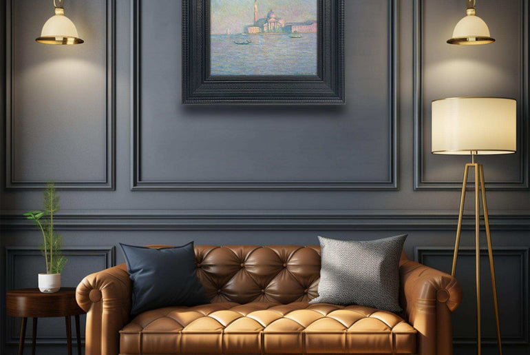 Famous Painting Print，Claude Monet，Moody Wall Decor，Black Vintage Frame,Solid Wood,High-Quality Waterproof Decorative Canvas Art， Hotel Aisle Living Room Home Decor Art