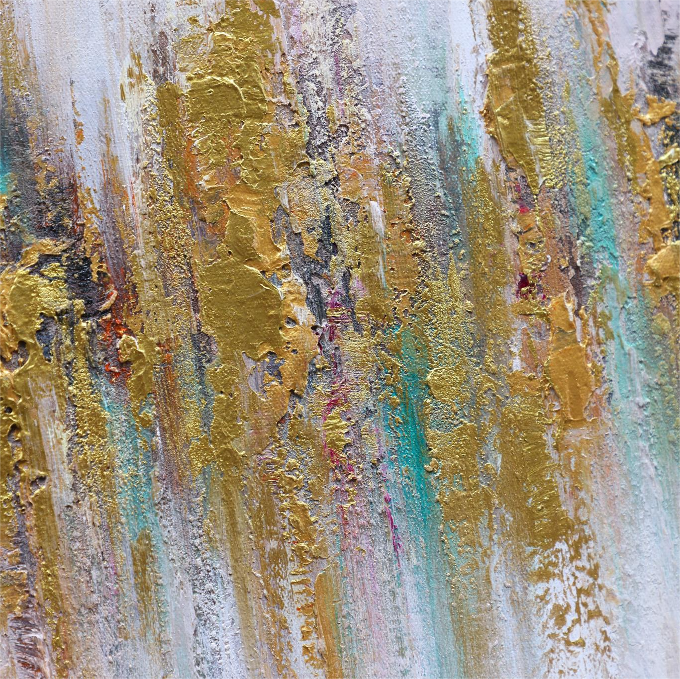 Gilded Streaks on Ivory Canvas