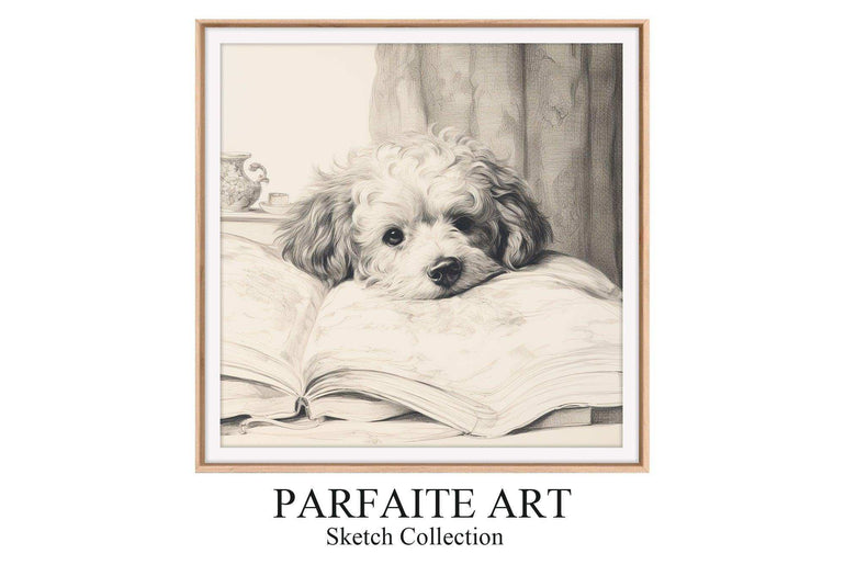 Charming Canine Elegance - Delightful Dog Portrait - Vintage Sketch Art Deco Wall Print - Immediate Digital Download