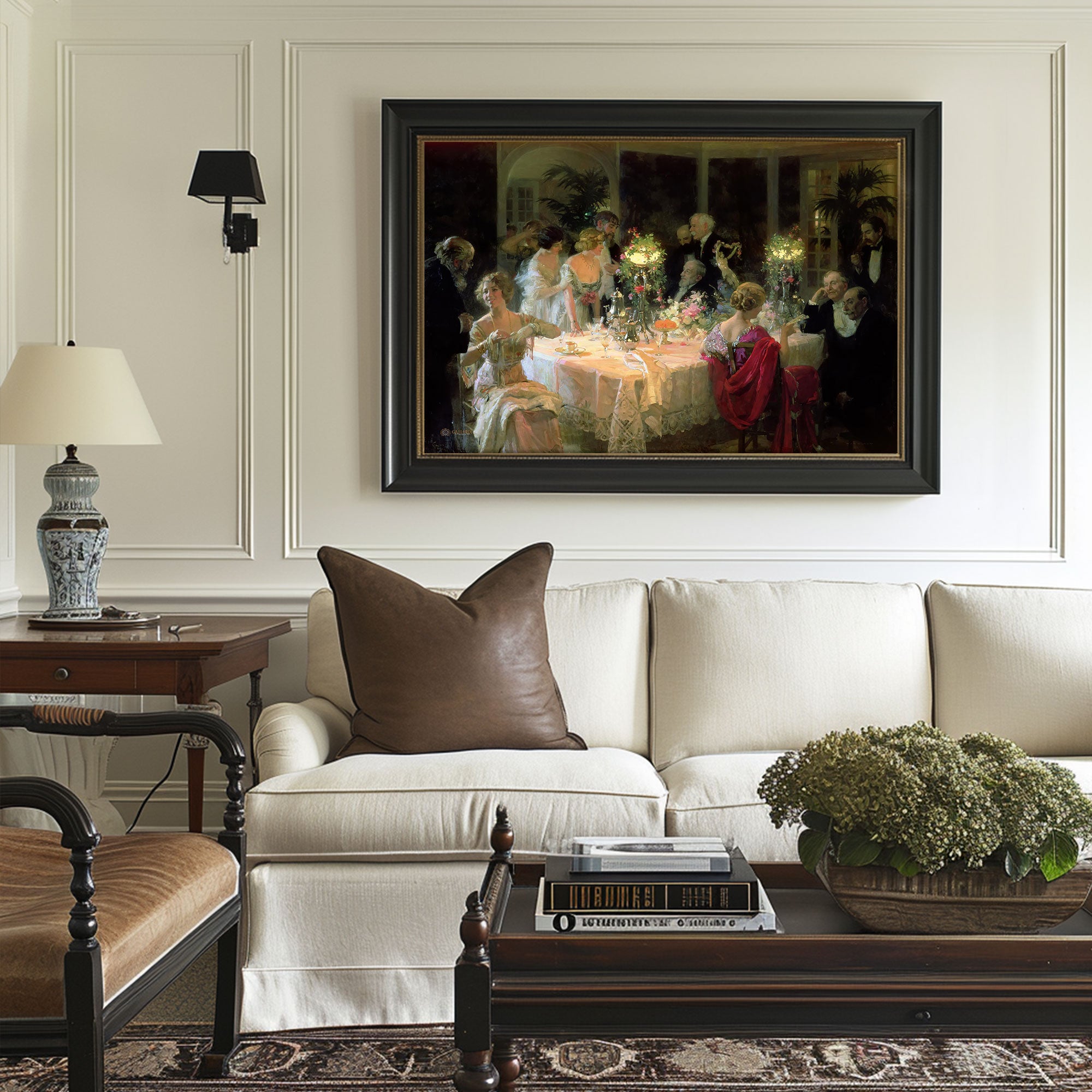 The End of Dinner - Jules-Alexandre Grun Handmade Painted