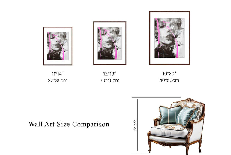 Fashion Forward: Modern Abstract Portrait & Lady Ink Art - Framed Poster Prints for Chic Home Decor