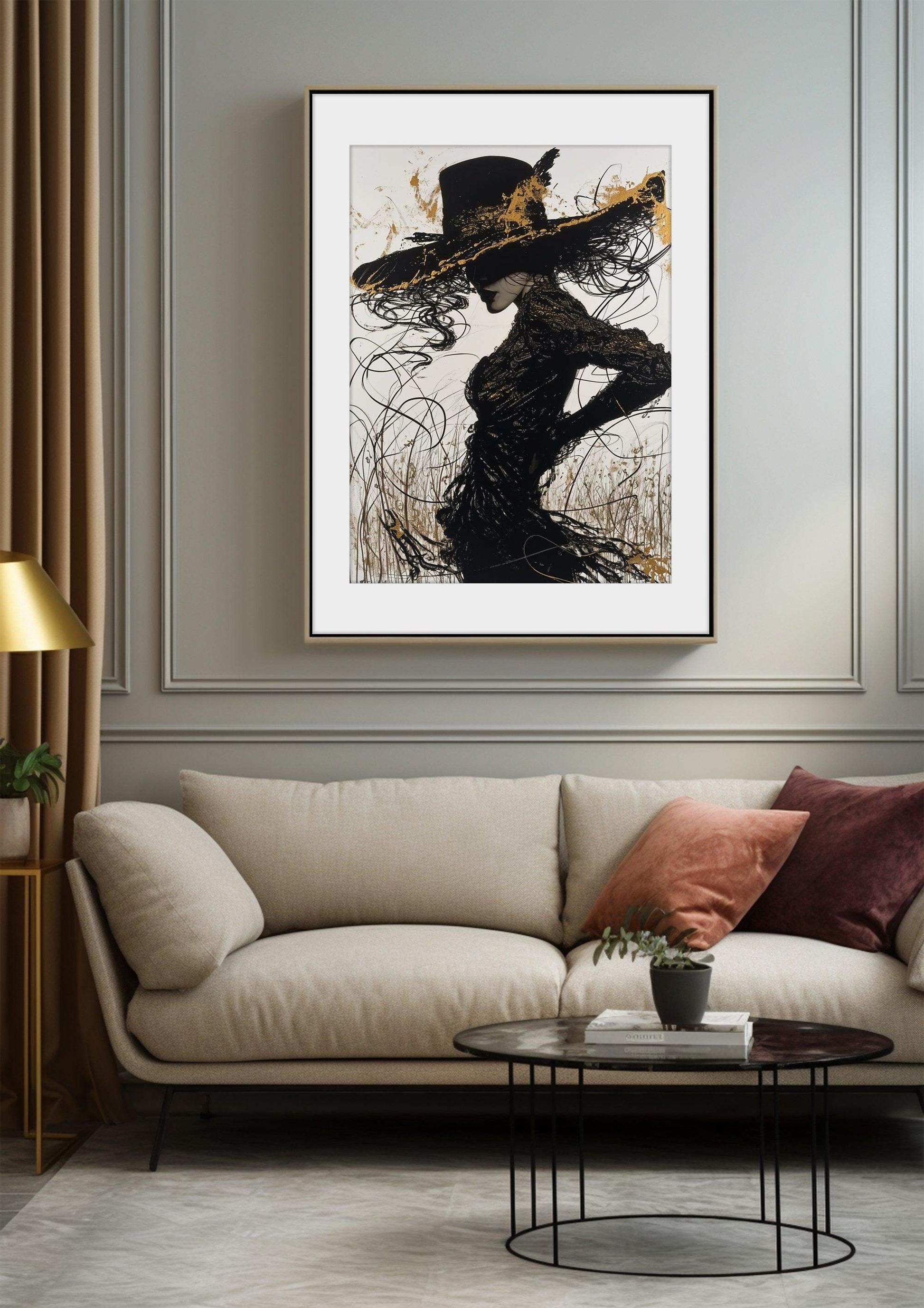 Abstract Ink Art,Framed Poster Wall Art,Modern