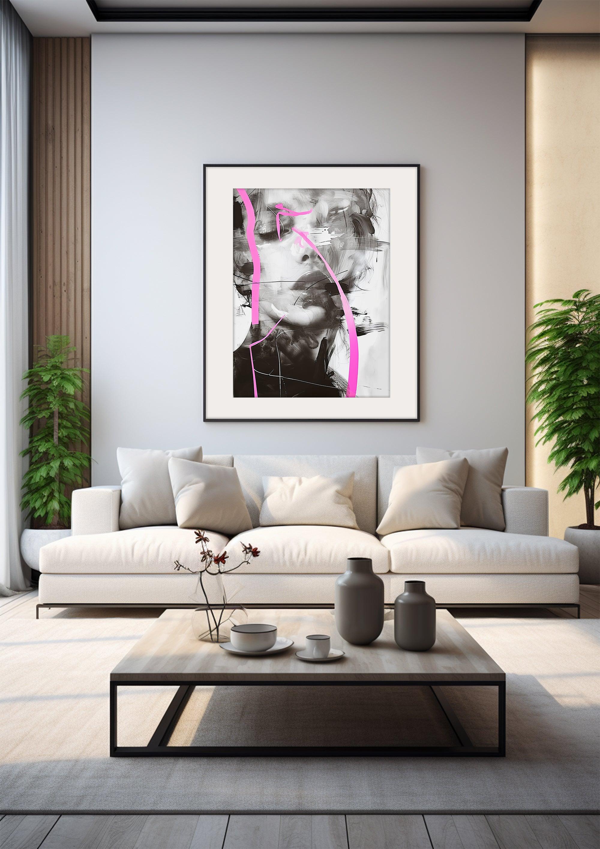 Fashion Forward: Modern Abstract Portrait & Lady Ink Art - Framed Poster Prints for Chic Home Decor