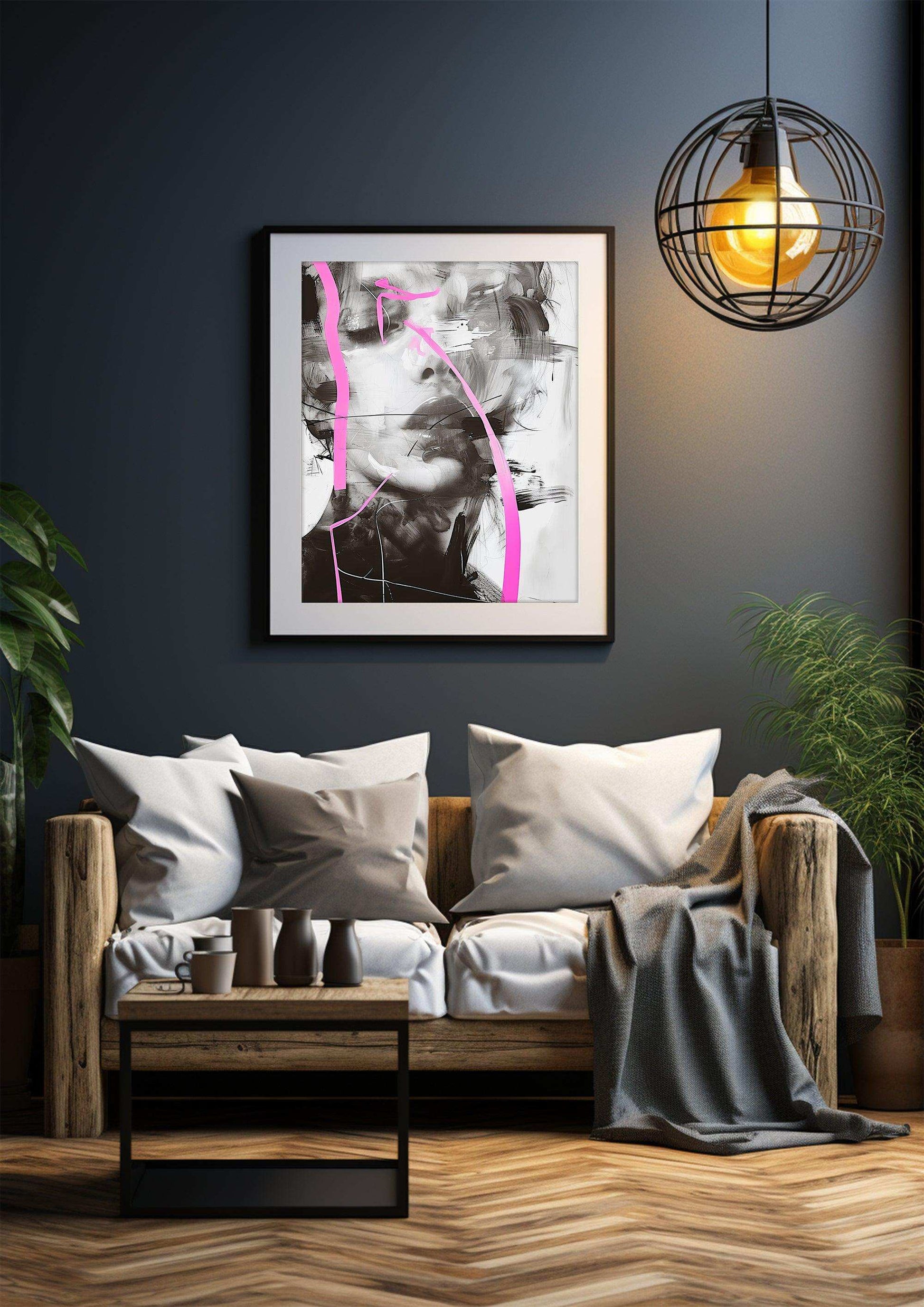 Fashion Forward: Modern Abstract Portrait & Lady Ink Art - Framed Poster Prints for Chic Home Decor