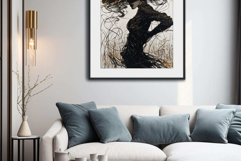 Abstract Ink Art,Framed Poster Wall Art,Modern