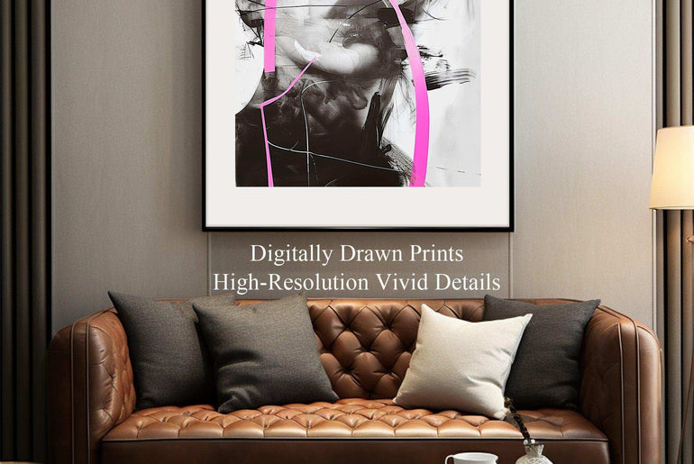 Fashion Forward: Modern Abstract Portrait & Lady Ink Art - Framed Poster Prints for Chic Home Decor