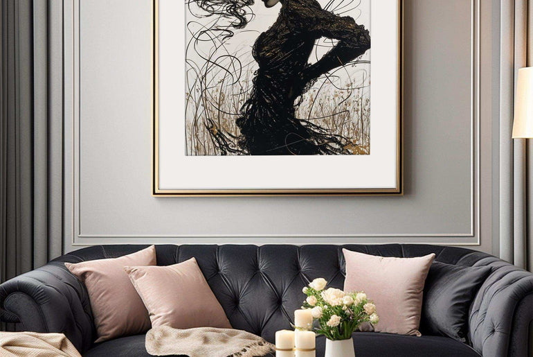 Abstract Ink Art,Framed Poster Wall Art,Modern